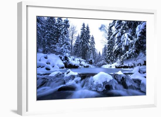 Winter Mountain River- Beskid Mountains, Poland-Gorilla-Framed Photographic Print