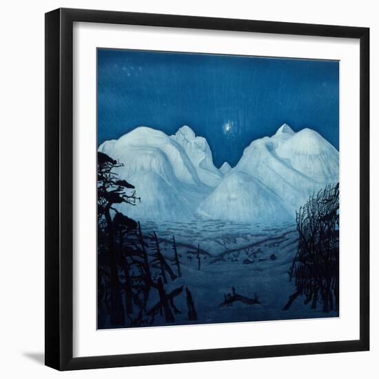 Winter night in Rondane, 1917-Harald Oscar Sohlberg-Framed Giclee Print