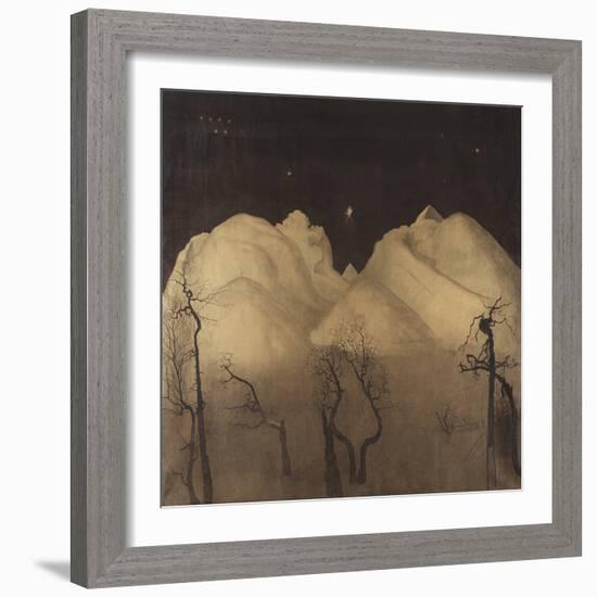 Winter Night in the Mountains. Study, by Harald Sohlberg, 1901-1902, Swedish painting,-Harald Sohlberg-Framed Art Print