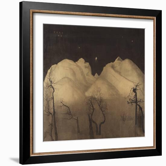 Winter Night in the Mountains. Study, by Harald Sohlberg, 1901-1902, Swedish painting,-Harald Sohlberg-Framed Art Print