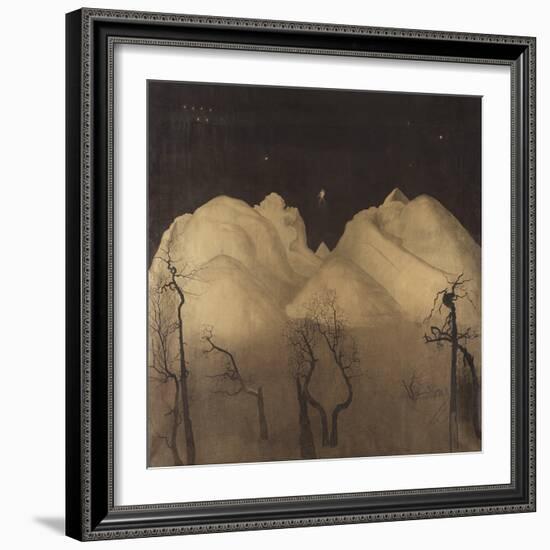 Winter Night in the Mountains. Study, by Harald Sohlberg, 1901-1902, Swedish painting,-Harald Sohlberg-Framed Art Print