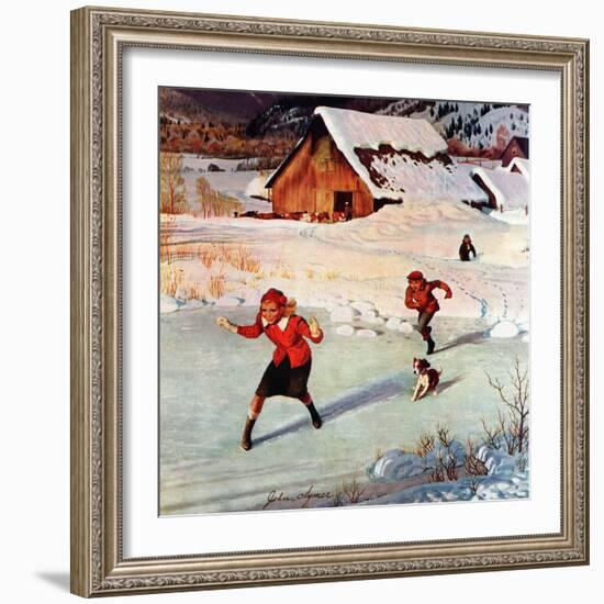 "Winter on the Farm", December 30, 1950-John Clymer-Framed Giclee Print