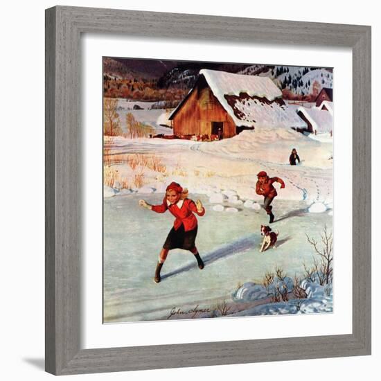 "Winter on the Farm", December 30, 1950-John Clymer-Framed Giclee Print