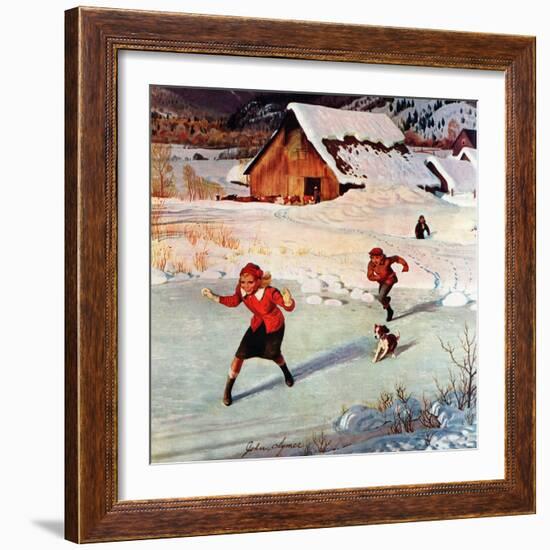 "Winter on the Farm", December 30, 1950-John Clymer-Framed Giclee Print