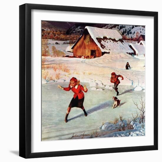 "Winter on the Farm", December 30, 1950-John Clymer-Framed Giclee Print
