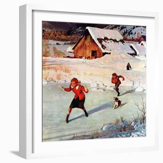 "Winter on the Farm", December 30, 1950-John Clymer-Framed Giclee Print