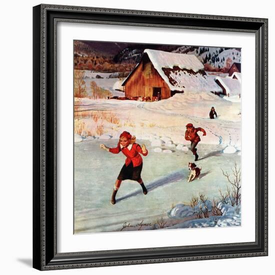 "Winter on the Farm", December 30, 1950-John Clymer-Framed Giclee Print