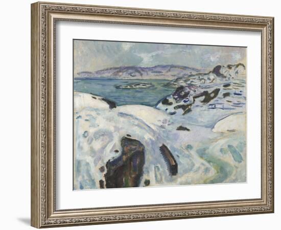 Winter on the Fjord, 1915 (Oil on Canvas)-Edvard Munch-Framed Giclee Print