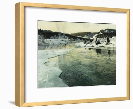 Winter on the Mesna River Near Lillehammer, C. 1905-06-Fritz Thaulow-Framed Giclee Print