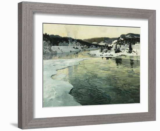 Winter on the Mesna River Near Lillehammer, C. 1905-06-Fritz Thaulow-Framed Giclee Print