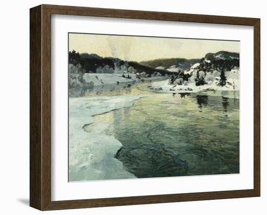 Winter on the Mesna River Near Lillehammer, C. 1905-06-Fritz Thaulow-Framed Giclee Print