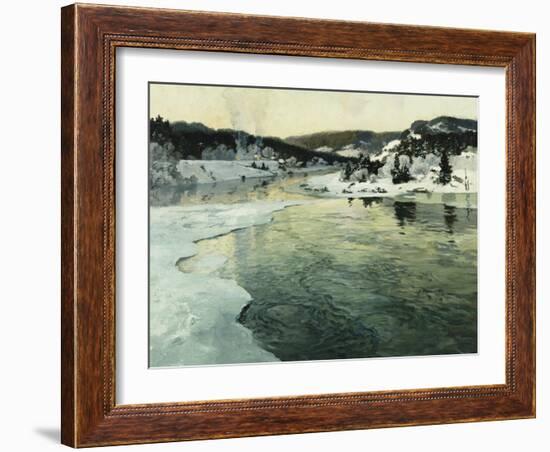 Winter on the Mesna River Near Lillehammer, C. 1905-06-Fritz Thaulow-Framed Giclee Print