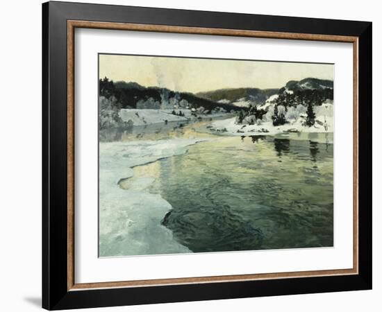 Winter on the Mesna River Near Lillehammer, C. 1905-06-Fritz Thaulow-Framed Giclee Print