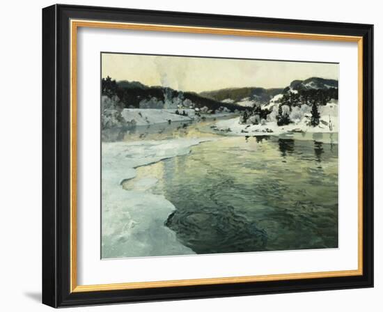Winter on the Mesna River Near Lillehammer, C. 1905-06-Fritz Thaulow-Framed Giclee Print