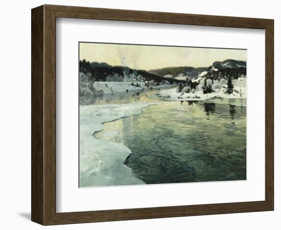 Winter on the Mesna River Near Lillehammer, C. 1905-06-Fritz Thaulow-Framed Giclee Print