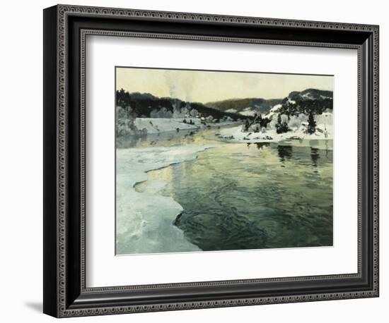 Winter on the Mesna River Near Lillehammer, C. 1905-06-Fritz Thaulow-Framed Giclee Print