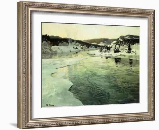 Winter on the Mesna River near Lillehammer-Frits Thaulow-Framed Giclee Print