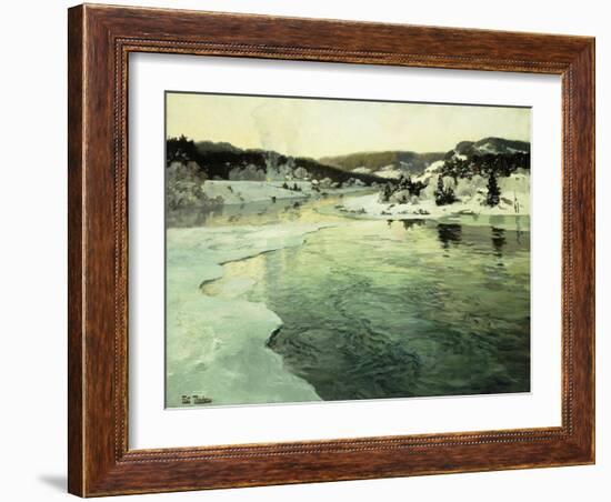 Winter on the Mesna River near Lillehammer-Frits Thaulow-Framed Giclee Print