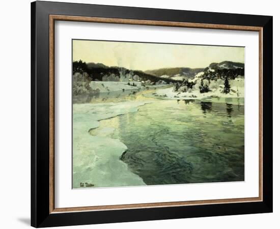 Winter on the Mesna River near Lillehammer-Frits Thaulow-Framed Giclee Print