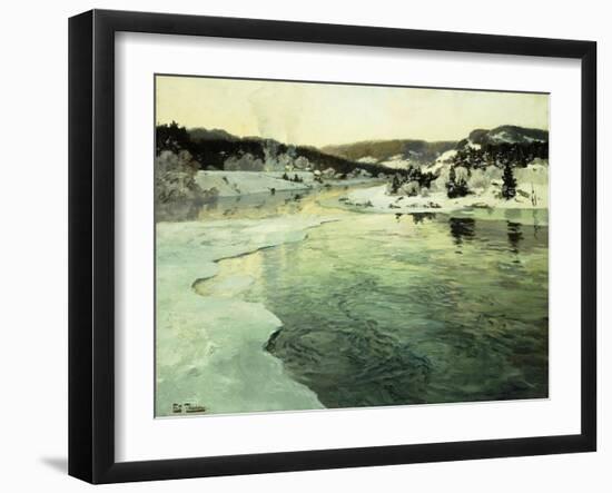 Winter on the Mesna River near Lillehammer-Frits Thaulow-Framed Giclee Print