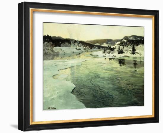 Winter on the Mesna River near Lillehammer-Frits Thaulow-Framed Giclee Print