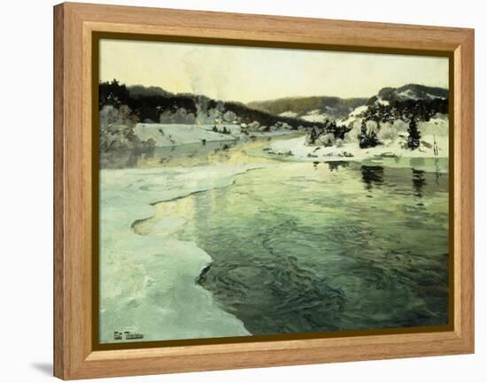 Winter on the Mesna River near Lillehammer-Frits Thaulow-Framed Premier Image Canvas