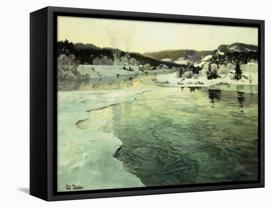 Winter on the Mesna River near Lillehammer-Frits Thaulow-Framed Premier Image Canvas