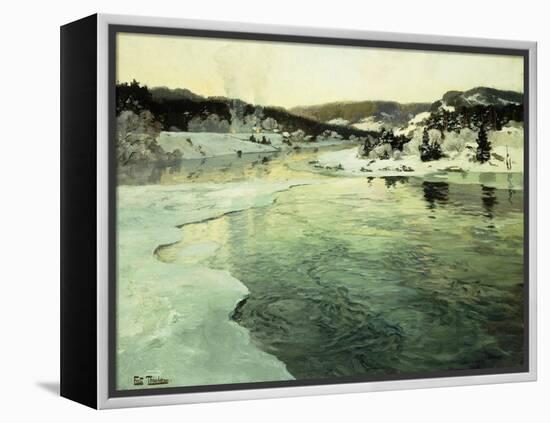 Winter on the Mesna River near Lillehammer-Frits Thaulow-Framed Premier Image Canvas