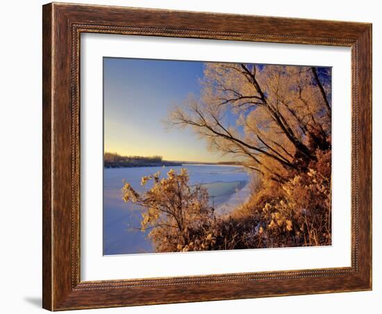 Winter on the Yellowstone River Near Cartwright, North Dakota, USA-Chuck Haney-Framed Photographic Print