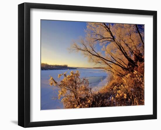 Winter on the Yellowstone River Near Cartwright, North Dakota, USA-Chuck Haney-Framed Photographic Print