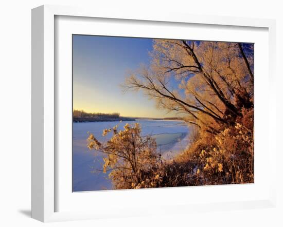 Winter on the Yellowstone River Near Cartwright, North Dakota, USA-Chuck Haney-Framed Photographic Print