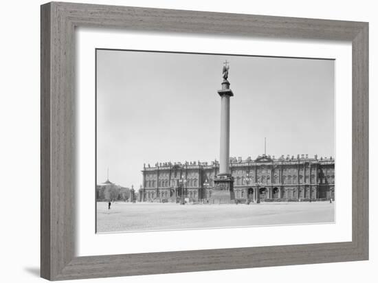 Winter Palace and Alexander Column in Leningrad-null-Framed Giclee Print