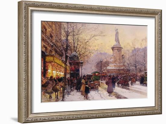 Winter Paris Street Scene-Eugene Galien-Laloue-Framed Giclee Print