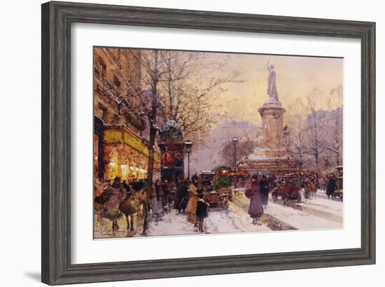 Winter Paris Street Scene-Eugene Galien-Laloue-Framed Giclee Print