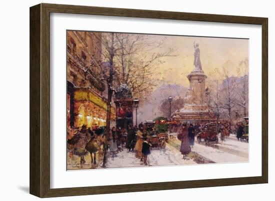 Winter Paris Street Scene-Eugene Galien-Laloue-Framed Giclee Print