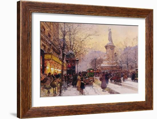 Winter Paris Street Scene-Eugene Galien-Laloue-Framed Giclee Print