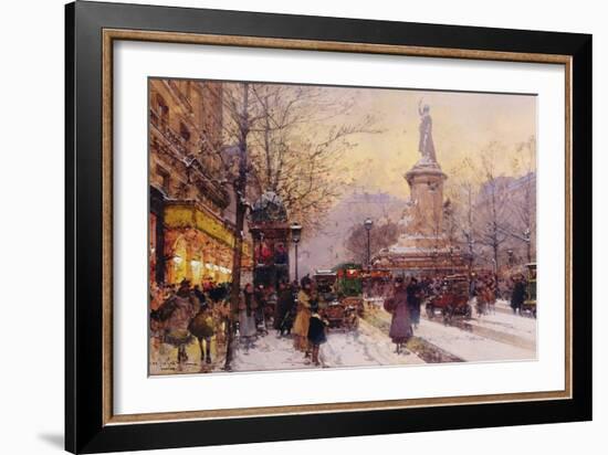 Winter Paris Street Scene-Eugene Galien-Laloue-Framed Giclee Print