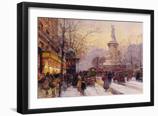 Winter Paris Street Scene-Eugene Galien-Laloue-Framed Giclee Print