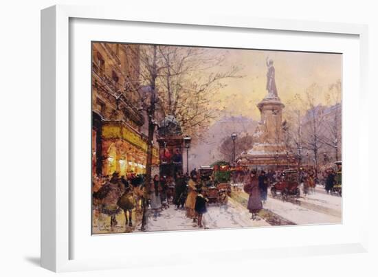 Winter Paris Street Scene-Eugene Galien-Laloue-Framed Giclee Print