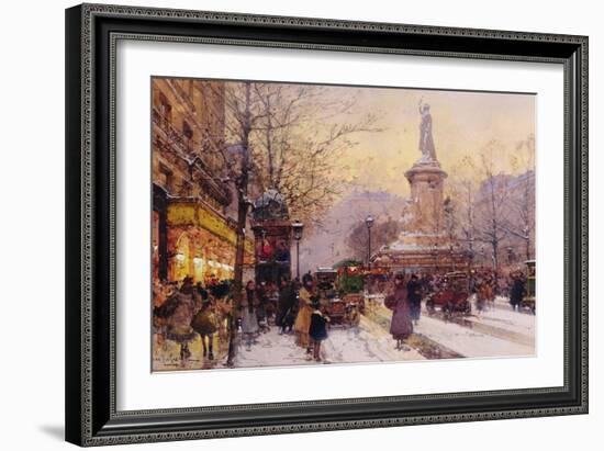 Winter Paris Street Scene-Eugene Galien-Laloue-Framed Giclee Print