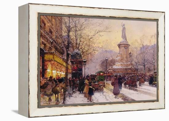 Winter Paris Street Scene-Eugene Galien-Laloue-Framed Premier Image Canvas