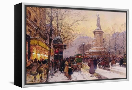 Winter Paris Street Scene-Eugene Galien-Laloue-Framed Premier Image Canvas