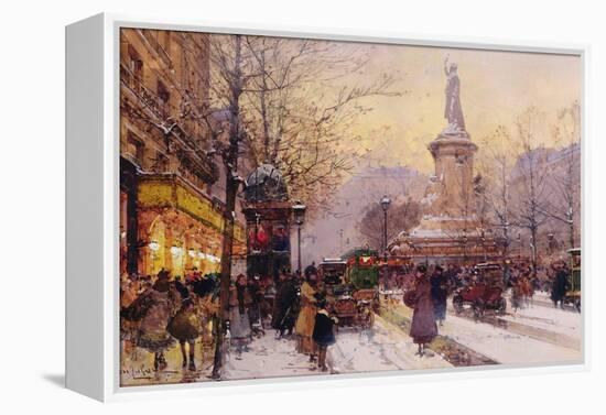 Winter Paris Street Scene-Eugene Galien-Laloue-Framed Premier Image Canvas