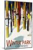 Winter Park, Colorado - Colorful Skis-Lantern Press-Mounted Art Print