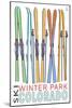 Winter Park, Colorado - Skis in Snow-Lantern Press-Mounted Art Print