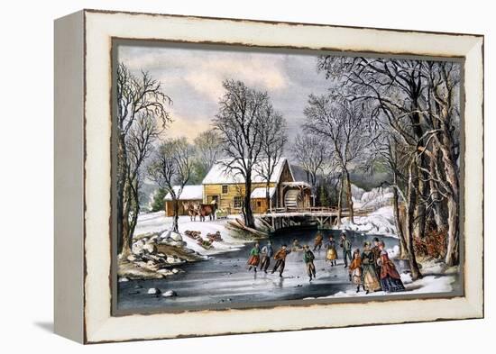 Winter Pastime, 1870-Currier & Ives-Framed Premier Image Canvas