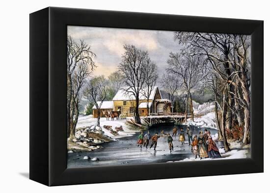 Winter Pastime, 1870-Currier & Ives-Framed Premier Image Canvas