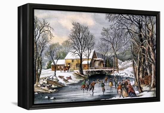 Winter Pastime, 1870-Currier & Ives-Framed Premier Image Canvas