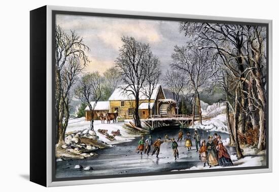 Winter Pastime, 1870-Currier & Ives-Framed Premier Image Canvas