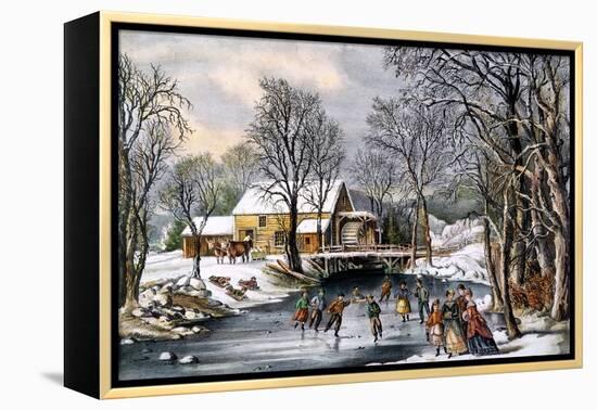 Winter Pastime, 1870-Currier & Ives-Framed Premier Image Canvas